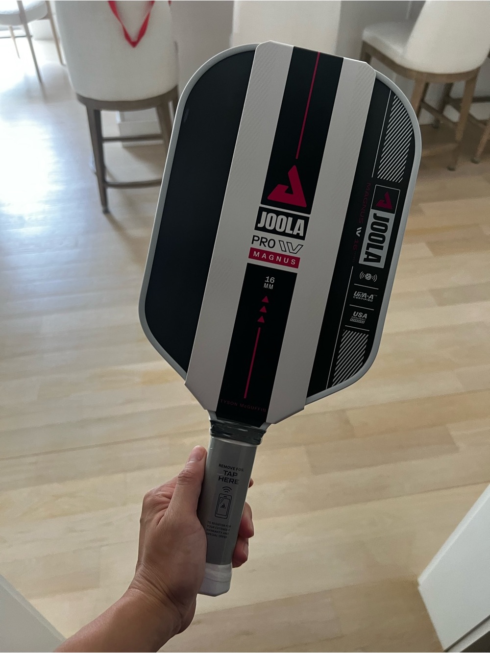 JOOLA Pro IV Magnus Pickleball Paddle - Black, White & Pink Accents